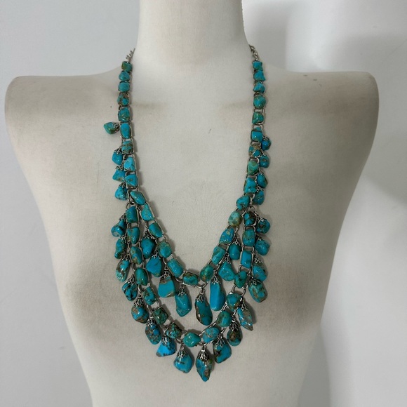 Vintage 1960s Turquoise Waterfall Style Necklace - Picture 1 of 12